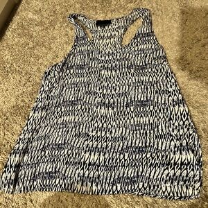 FREE - Cynthia Rowley Navy and White Patterned Tank Top